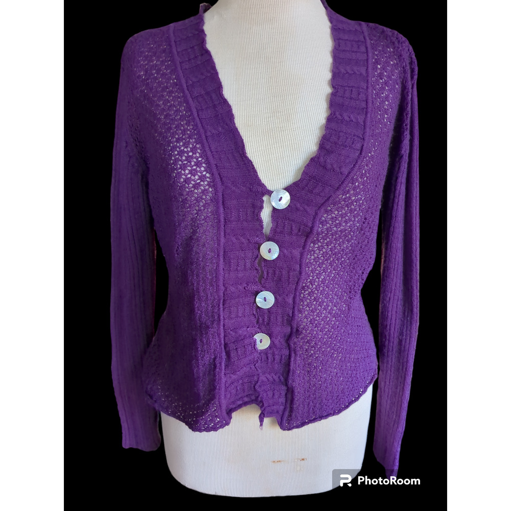 No size listed Caamano purple women's button sweater top blouse #4
